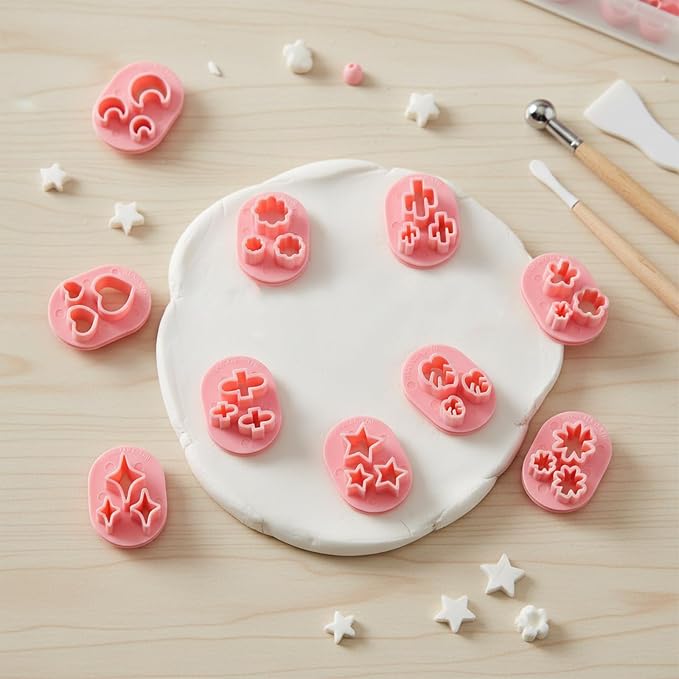 10 PCS Polymer Clay Cutters, Flower Petal Clay Cutter for Earrings Making 10 Shapes Floral Leaf Heart Moon Clay Molds DIY Jewelry Tools