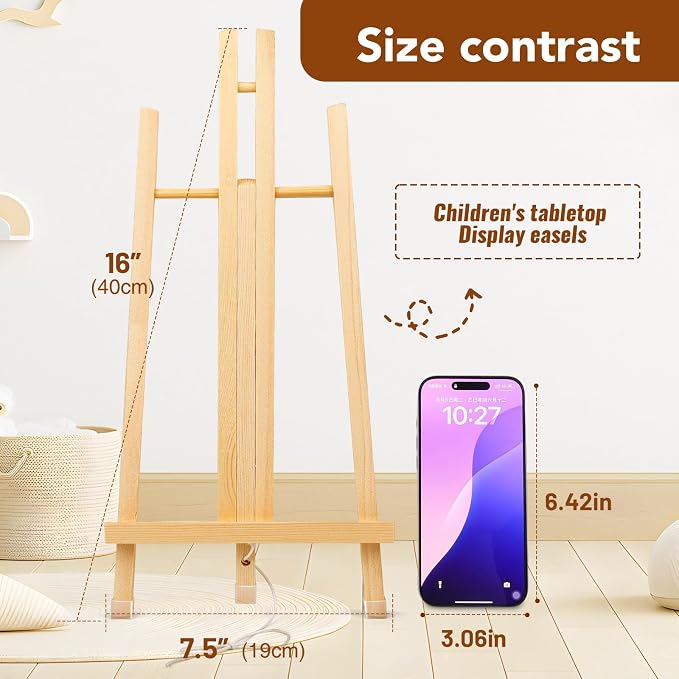 AROIC 8 Pack 15 Inch Wood Easels, Easel Stand for Painting Canvases | Art, and Crafts, Tripod, Painting Party Easel, Kids Student Table School Desktop, Portable Canvas Photo Picture Sign Holder