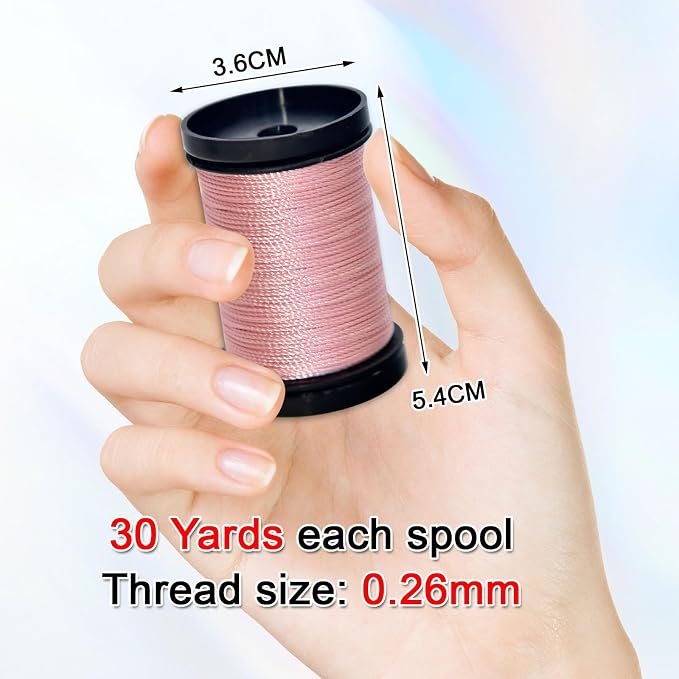 30 Yards Heavy Duty Extra Strong Upholstery Nylon Sewing Thread for Machine, Home, Hand, Craft, and Denim Leather，Color：Pink