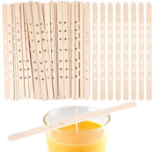Gjinxi Wooden Candle Wick Holders 50 Pcs Multiwick Centering Device Holders Supplies Crafting Making Candle Wicks Bars Wax Stick Clips Center Tool for DIY Material Package Mold