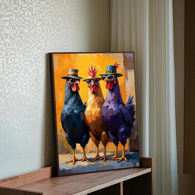MBNTJHT Chicken Paint by Numbers Kit for Adults on Canvas,DIY Unframed Watercolor Painting Kit for Adult Beginners,Animals Acrylic Paint by Number Kits Craft for Home Wall Decor 16X20 Inch.
