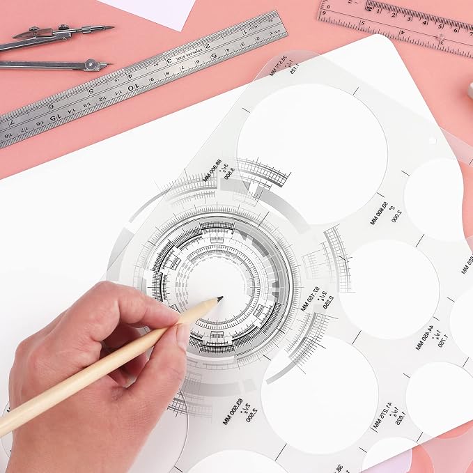Tamaki Circle Template Circle Round Stencil Templates for Drafting for Office and School Building Formwork Drawings Templates, Large and Small Size, 3 Pack
