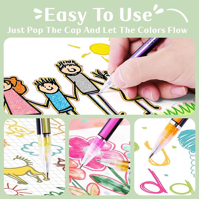 60 Colors Glitter Gel Pens, Colored Gel Pens Set for Coloring, Fine Point Gel Pens Colored Set for Adult Coloring Books, Journal Pen Markers for Journaling Supplies, Writing Drawing Taking Office Home