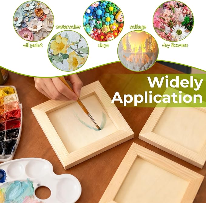FSWCCK 5 Pack 5 x 5 inch Wood Panel Boards, Unfinished Wood Canvas Panels for Crafts, Painting Canvas, DIY Art Projects, Pouring, Arts Use with Oils, Acrylics