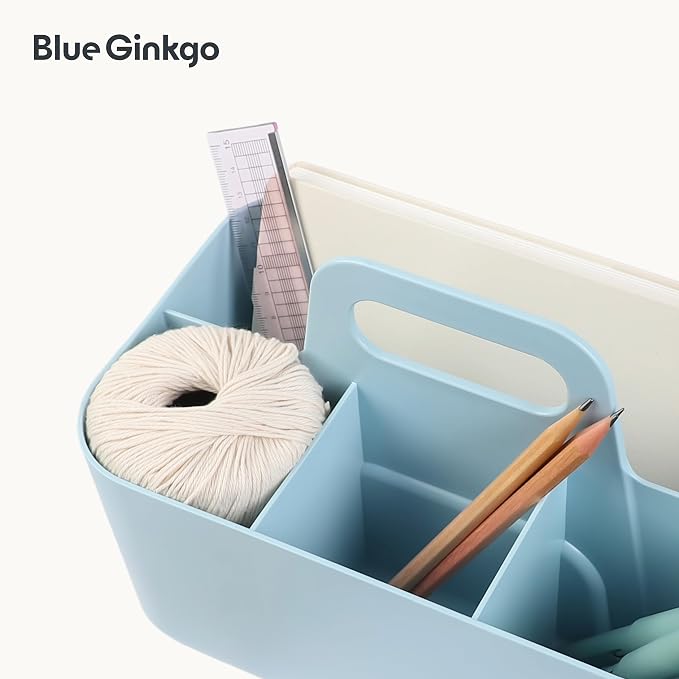 BLUE GINKGO Stackable Organizer Caddy, Rectangle, Blue, Made in Korea