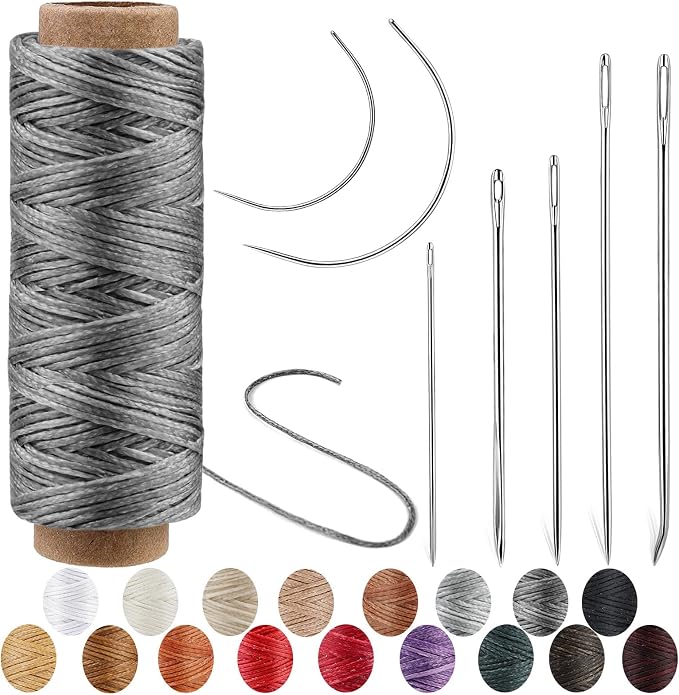 Waxed Thread 55 Yards, Leather Sewing Waxed Thread Dark Gray