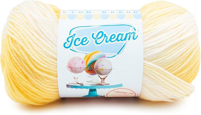 Lion Brand Yarn (1 Skein) Ice Cream Baby Yarn, Lemon Meringue Multicolor, 1182 Foot (Pack of 1)