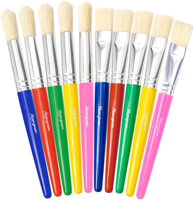 10Pcs Kids Paint Brushes Set for Watercolor, Acrylic & DIY Crafts