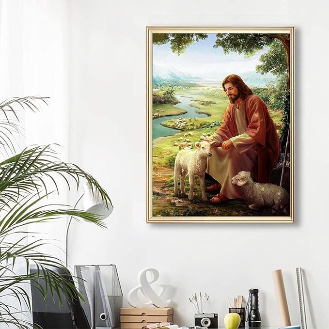mrpwnle Diamond Art Kits for Adults Jesus Diamond Painting Kits | Christ Jesus Diamond Art Painting Kits for Adults Beginner, DIY Round Full Drill Crafts Kit for Home Decor Gifts 12x16inch