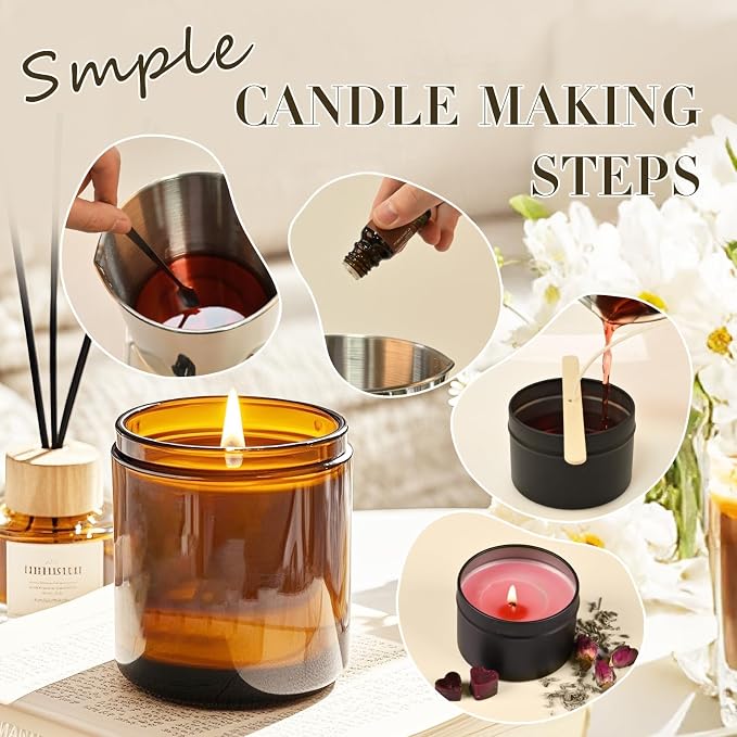 SHOWIN Candle Making Kit, DIY Candle Making Supplies for Adults, Starter Soy Wax Candle Kit with Wax Melter & Tins, Scented Home Decoration