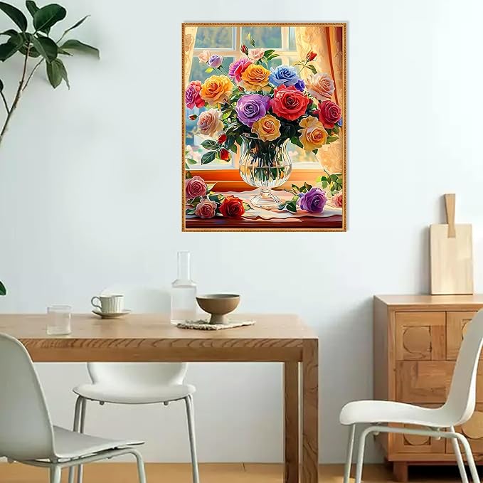 Ycydilirab Flowers Paint by Numbers Kits for Adults - Paint by Number Flowers,DIY Adults Paint by Numbers on Canvas Drawing Colorful Paintworks Artwork for Gifts and Wall Docer 16x20inch