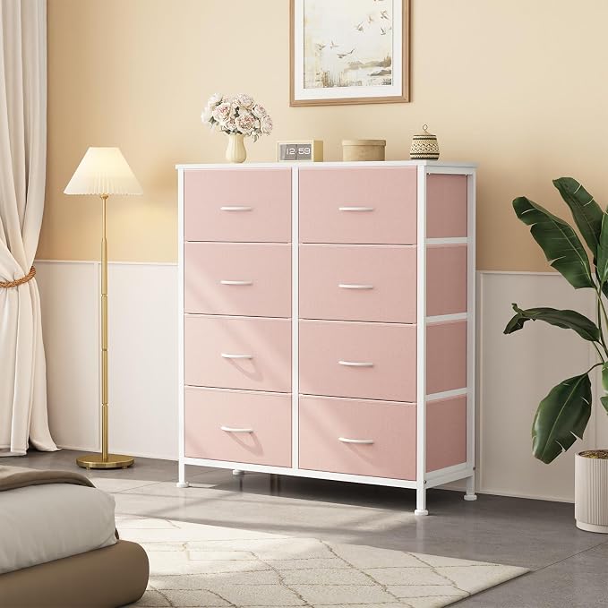 OLIXIS 8 Drawer Storage Dresser for Bedroom, Closet Organizers Units, Pink