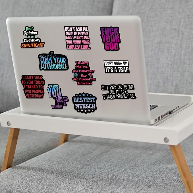 55Pcs Oppose Satire.Stickers - Funny Stickers for Adults with Snarky, Humorous Quotes for Water Bottle, Laptop, Phone, Hard Hat, Bumper, Gifts (Colourful-F3)