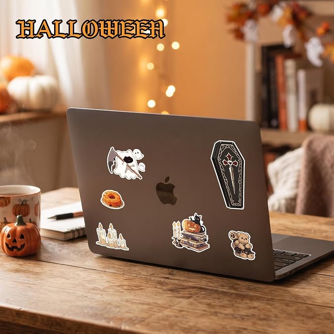 Halloween Sticker Book, 400+ Waterproof Vinyl Halloween Stickers, Funny Stickers for Adults & Kids, Cute Spooky Pumpkin Witch Stickers for Journaling, Scrapbooking, Crafts, Laptops and Water Bottles