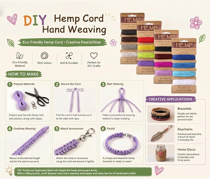 16 Colors Thread Cord for Jewelry Making Hemp Cotton String, Simple Colors