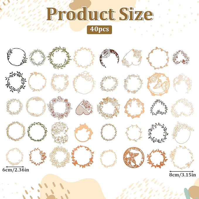 40 Pcs Vintage Flower Scrapbook Paper Lace Cutouts, Decorative Artistic Butterfly Leaf Hollow Out Frame Embellishments Card Making Supplies for Junk Journal DIY Craft Album Planners Decorative Arts