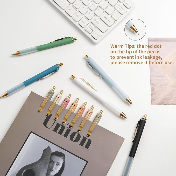 Linbsunne Ballpoint Pens Black Medium Point 1mm with Super Soft Grip Ball Point Pen for Men Women Retractable(gold-18 pcs)