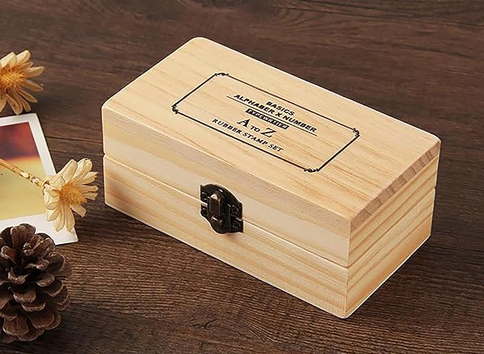 Pack of 36 Pcs Small Wooden Rubber Stamps 0.2 Inch of Letter and Number for DIY Craft Card and Photo Album (A)