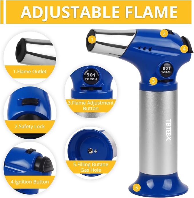 TBTeek Kitchen Butane Torch with Safety Lock for Baking, Crafts & Steak