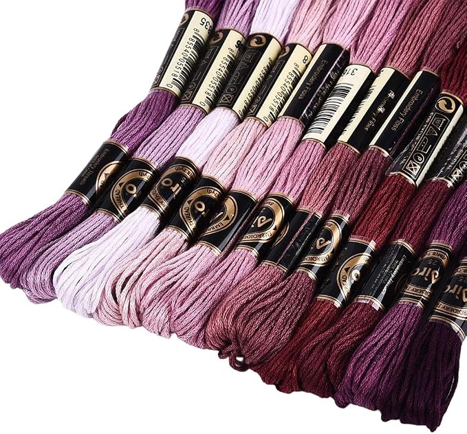 12 Skeins 105 Yards 6 Strands Dark Purple Friendship Bracelet String Embroidery Floss Yarn Gradient Variegated Cross Stitch Bulk Cord Thread Set for Sewing Making Knitting DIY Crafts Supply