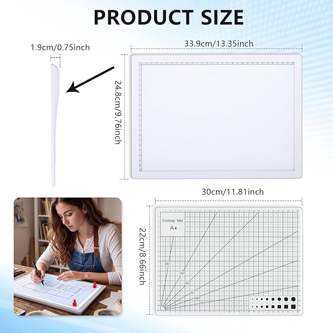 Ropoloogy LED Light Board with Clear Self Healing Cutting Mat 10"x13"