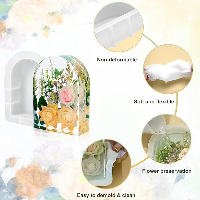 YOILES 2Pcs Resin Molds Silicone,Epoxy Resin Molds,Silicone Mold for Crafts | ﻿ Casting Craft Mold for Flower Preservation Bookends DIY Art (2)