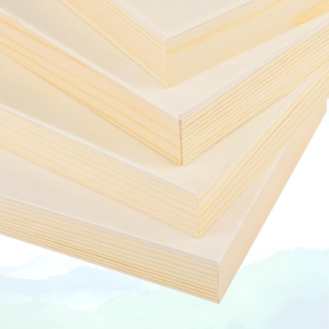 Aodaer 4 Pack Wood Panels 24 x 24 Inch Wooden Panels Canvas Unfinished Craft Wood Boards Panel for Art Crafts Acrylic and Oil Painting Pouring DIY Projects