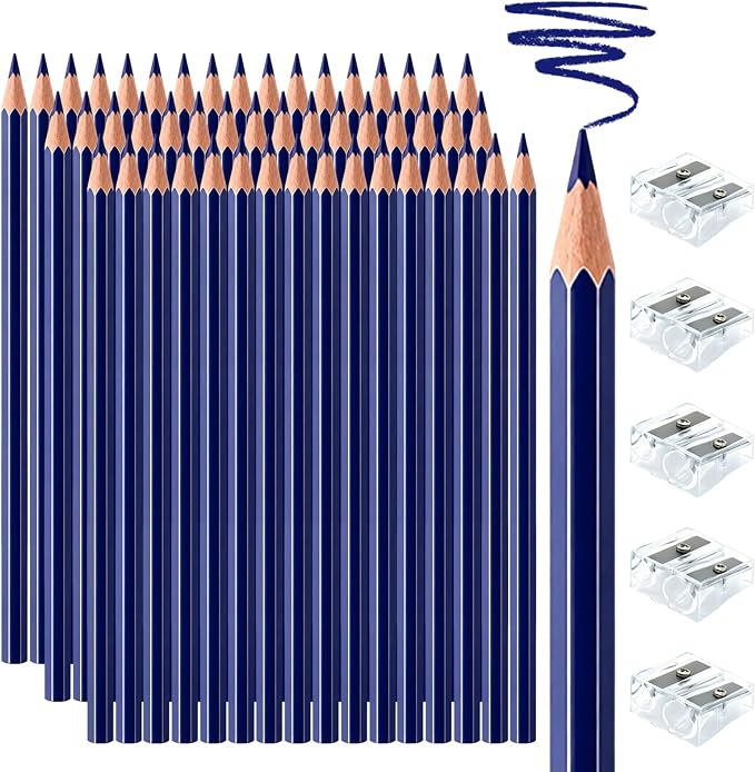 50 PCS Dark Blue Colored Pencils, Pre-sharpened Professional Wooden Art Pencils Set for Artists Painting | Premium Drawing Sketching Supplies