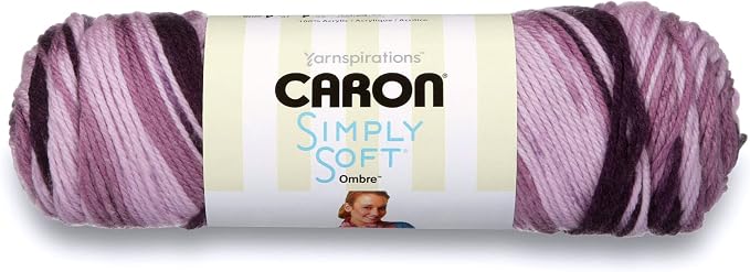 Caron Simply Soft Ombre Yarn for Crocheting, Grape Purple Ombre, 2-Pack