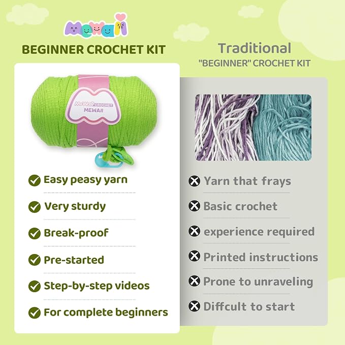 Mewaii Crochet Kit for Beginners, 9 Pack Plant Kit Craft Set | 40% Extra Yarn, Video Tutorial, Pre-Started Piece, Beginner Friendly, Family Craft Gift for Adults & Kids