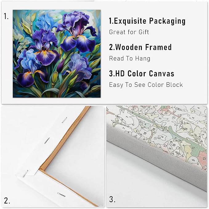 TCDZMYGS Flower Paint by Numbers Kit for Adults Beginner,10x10 inch | Paint by Number for Beginner,Adult Paint by Number,HD Color Canvas,DIY Tool Kits,Stress Relief Craft,Great Gift,With Frame