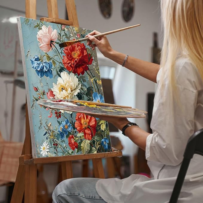 Yezavesu Flowers Paint by Numbers Kit for Adults Without Frame 16x20 in | Vintage Flowers Paint by Numbers for Adults Beginner, DIY Acrylic Painting, Stress Relief Craft Kits, Home Wall Decor Gift
