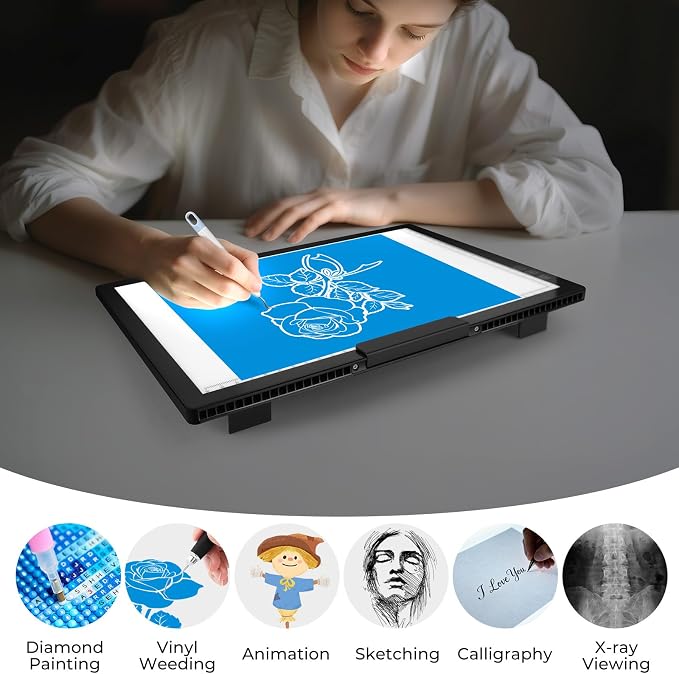 Rechargeable A4 Diamond Art Light Board with Stand, Tracing Light Box