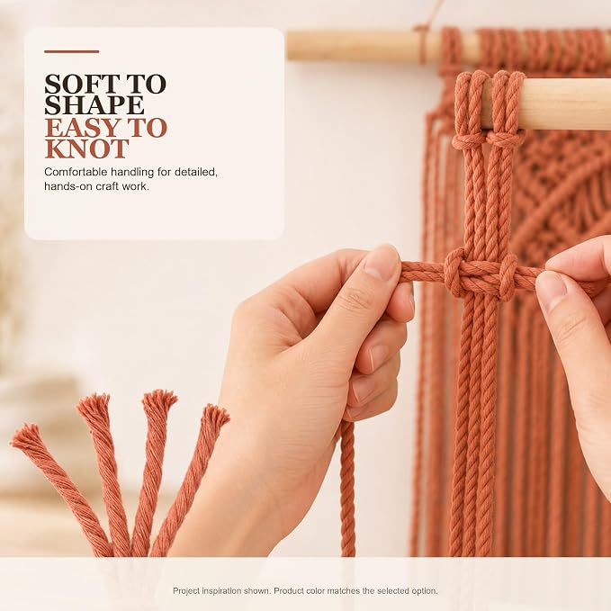 Macrame Cord 2mm x 220Yards (656Feet), Natural Cotton Macrame Rope - 2 Strands Twisted Macrame Cotton Cord for Wall Hanging, Plant Hangers, Crafts, Gift Wrapping and Wedding Decorations, Rust Red