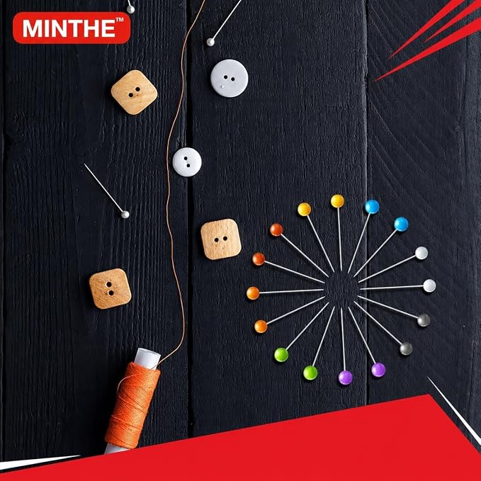 MINTHE 600PCS Sewing Pins for Fabric, Straight Pins Sewing with Pearlized Colored Heads, Quilting Supplies, Pearl, Stick, Corsage, Head