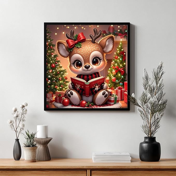 CRZMODE Christmas Paint by Numbers Kit for Adults, Deer Paint by Numbers for Adults, Acrylic Painting Crafts for Home Decor Gift (16x16inch)