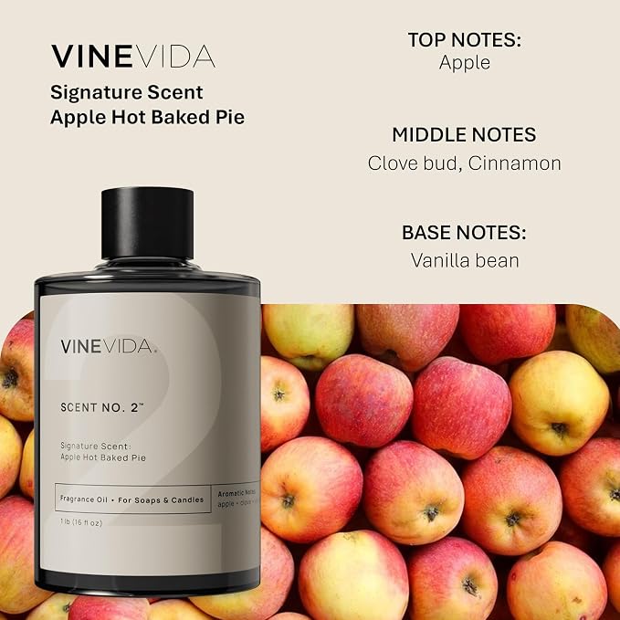 VINEVIDA [16oz] Apple Hot Baked Pie Fragrance Oil - Fall Scents for Candle Making - Essential Oils - Candle Scents