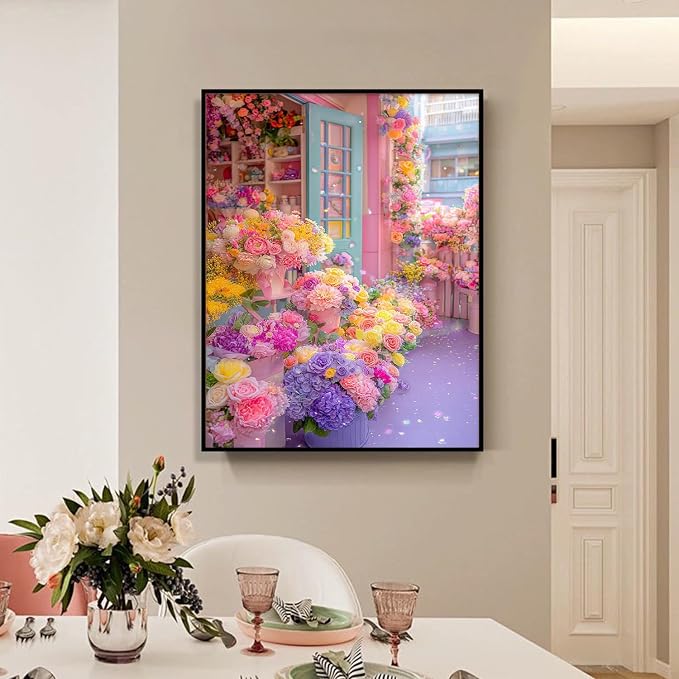 Amaieuin Flowers Diamond Art for Adults,Flowers 5D Diamond Painting for Adults,Flower Gem Art for Adults Home Decor and Gifts 12x16in