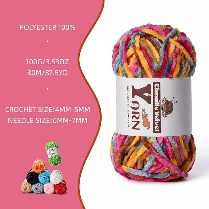 Chenille Crochet Sunrise Yarn 2 Pack