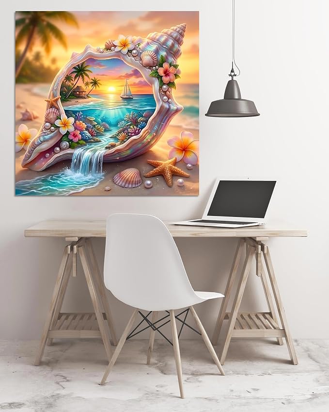 askkqtx Beach Diamond Art Kits for Adults 14x14 Inch