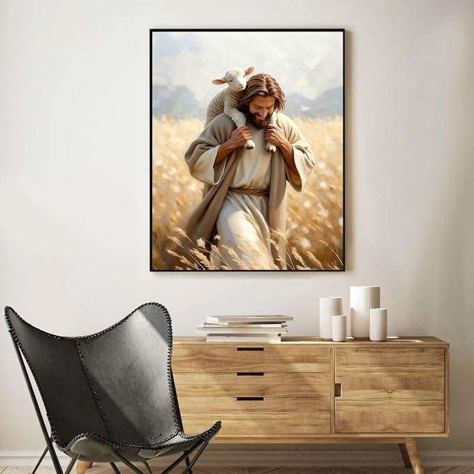 Okarina Paint by Numbers Kit for Adults, Jesus & Lamb Design, 16x20 Inch