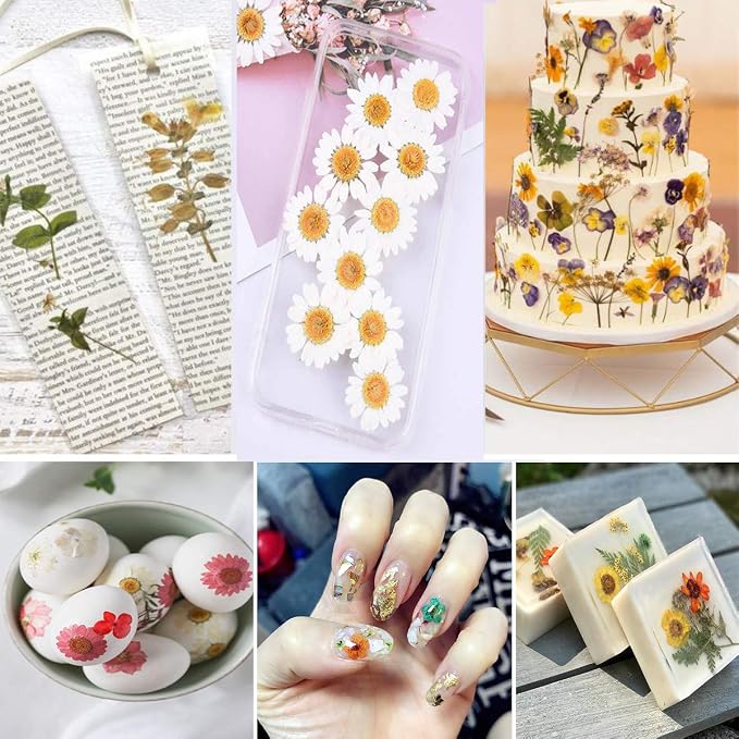 150PCS Yellow Dried Pressed Flowers for Resin - YouthBro Real Nature Flowers Herb Set for DIY Jewelry Candle Soap Vase Making Nail Card Scrapbook Art Craft Floral Decors