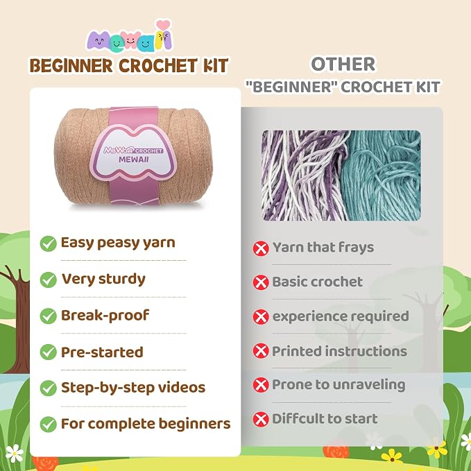 Mewaii Crochet Kit for Beginners, 2 Pack Sloth Craft Set | 40% Extra Yarn, Video Tutorial, Pre-Started Piece, Beginner Friendly, Family Craft Gift for Adults & Kids