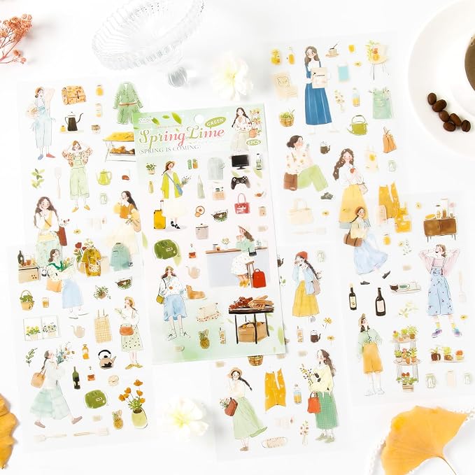 560 Pcs Planner Stickers for Scrapbooking Bullet Journal Diary Notebook Collage Card Making, 24 Sheets Transparent PET Stickers