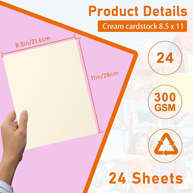 Guakicae 24 Sheets Cream Cardstock 8.5 x 11 Craft Paper 110lb