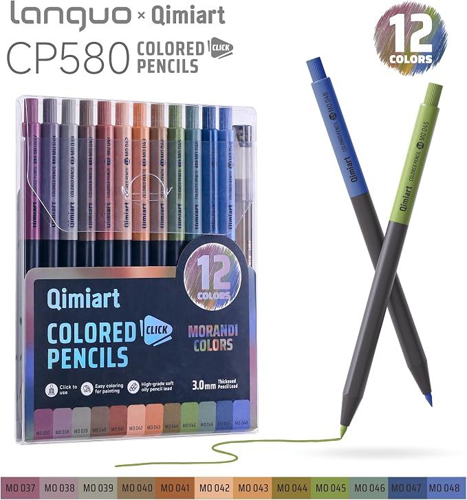 languo Mechanical Colored Pencils, 12PCS Morandi Colors with Sharpener
