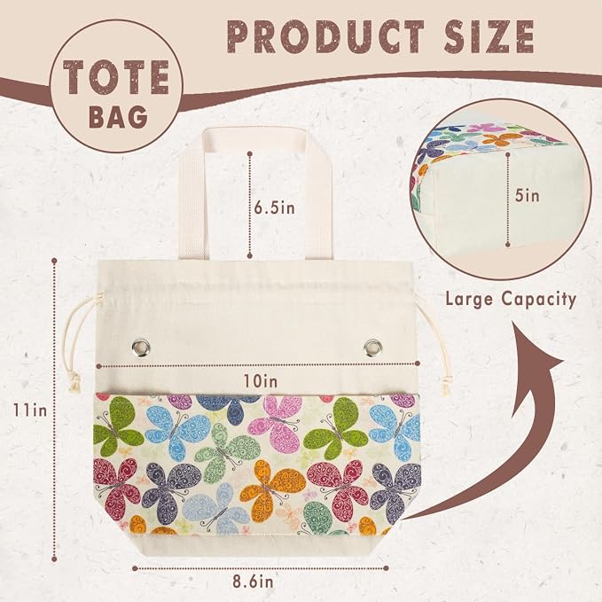 TOGETRUE Yarn Bag, Knitting Crochet Tote Bag, Yarn Storage Bags Organizer, Crochet Bags for Crocheting Project, Store Skein Ball, Short Knitting Needle (Butterfly)