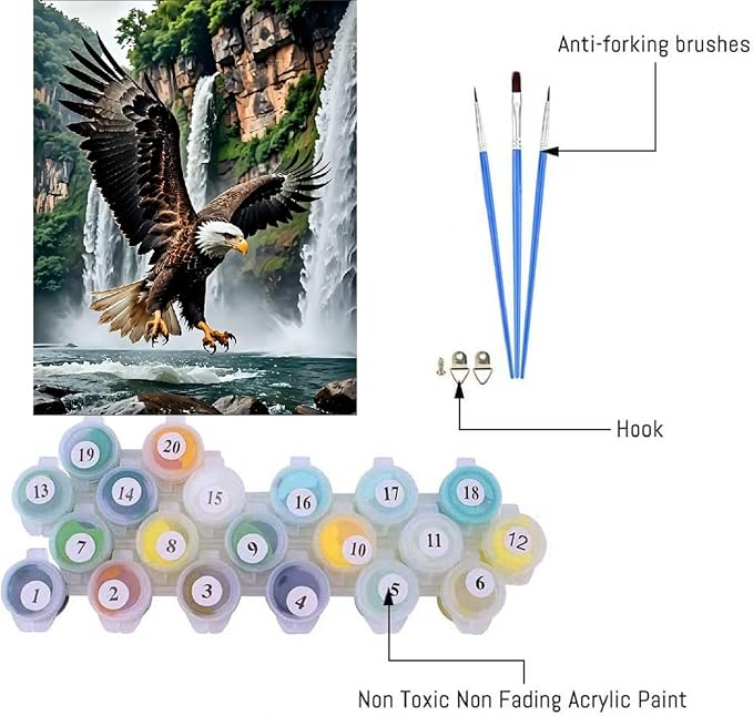 askkqtx Eagle Paint by Numbers Kit for Adults Unframed 16x20 Inch