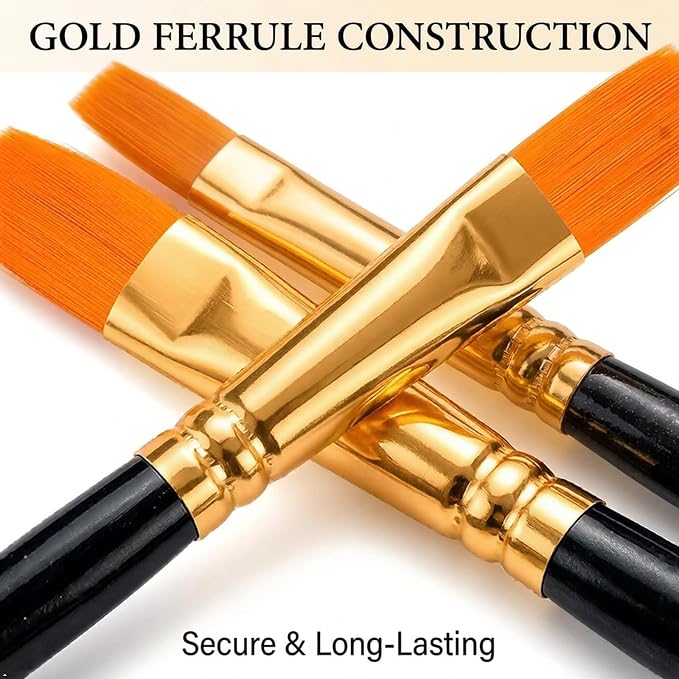 Soucolor Acrylic Paint Brushes Set, 20 Pcs Pointed Tip Artist Paintbrushes | Acrylic Painting Oil Watercolor Canvas Boards Rock Body Face Nail Art, Halloween Pumpkin Ceramic Crafts Supplies