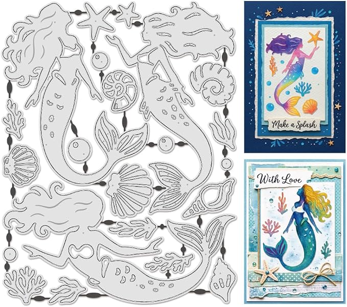 UNICRAFTALE 22Pcs Ocean Mermaid Cutting Dies for Summer DIY Crafts